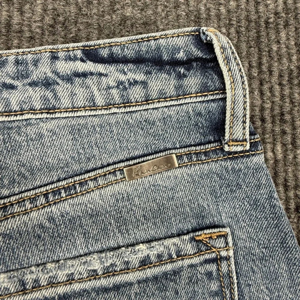 KanCan High Rise Wide Leg Jeans Womens 9/28 Blue New Distressed Cuffed Denim NWT